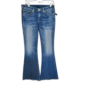 True Religion NWT Karlie Low Rise Bell Bottom Denim Jeans Size 30 Embroidered